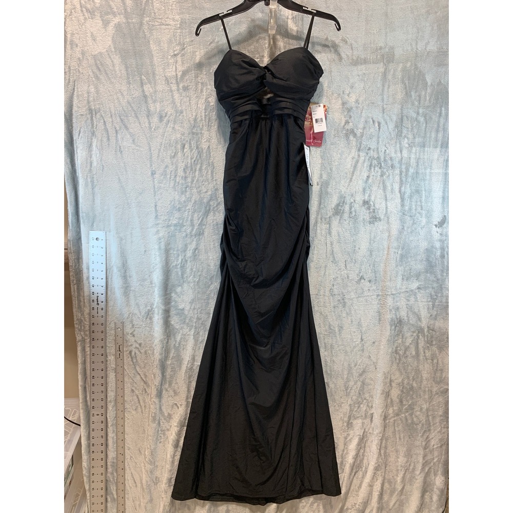 Emerald Sundae Womens Black Ruched Cutout Mermaid Evening Gown AXK4272 Size M